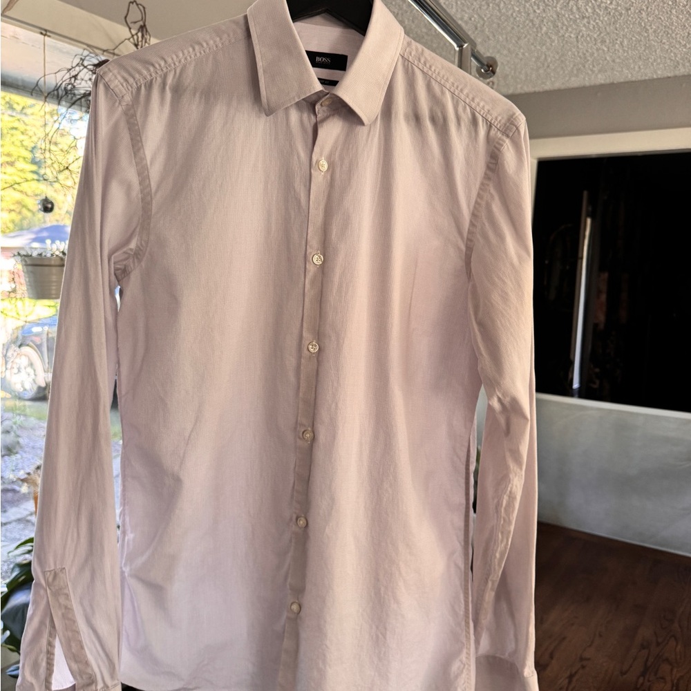 BOSS Men's Dress Shirt in Pale Gray